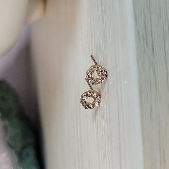 🔥LAST PAIR🔥 Tiny Micro Crystal Circle Stud Earrings - Picture 4 of 5